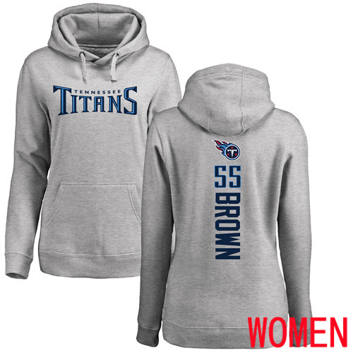 Tennessee Titans Ash Women Jayon Brown Backer NFL Football 55 Pullover Hoodie Sweatshirts